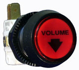 Small Red Plastic Button With Volume Down Text