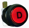 Small Red Plastic Button with Large D Letter (for Quad Systems)